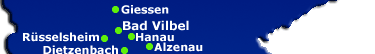 Kartenauswahl Bootsschule Frankfurt, Bad Vilbel, Hanau, Gießen,  Rüsselsheim, Alzenau, Dietzenbach